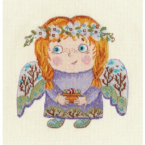 Весенний ангел #1544 Овен Набор для вышивания 13 х 14 см Счетный крест