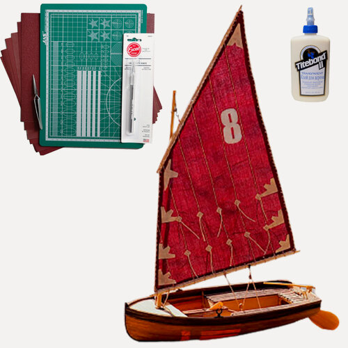 Изображение товара Швертбот 12 футов, сборная модель парусного корабля, 90 часов, М.1:24, подарочный набор для сборки + инструменты и клей