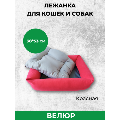 FRAIS лежанка С бортами И подушкой для кошек И собак велюр красная, 38*53 СМ