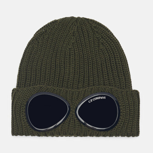 Шапка C.P. Company, шерсть, утепленная, размер uni, зеленый