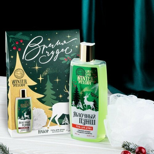 URAL LAB Подарочный набор косметики гель для душа 250 мл и мочалка WINTER MELODY by URAL LAB 573₽