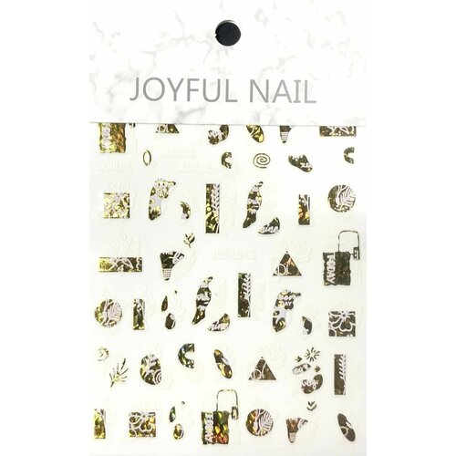 Наклейки для дизайна ногтей JOYFUL NAIL - листья растений, цветы, цвет золотой, 1 упаковка наклейки для дизайна ногтей надписи курсив цвет золотой 1 упаковка