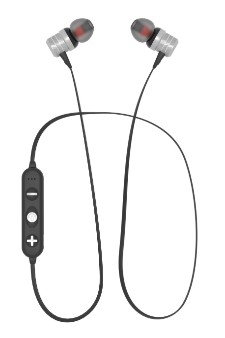 Беспроводные BLUETOOTH наушники More choice BG20 silver вакуумные с шейным шнурком