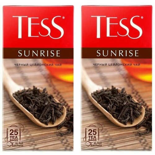 Tess Чай черный Sunrise, 25 пак/уп, 2 упаковки