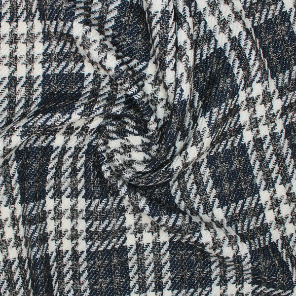 Пальтовая ткань "Шанель", 1.4x1 м, 380 г/м, 100% полиэфир, матовая, черно-белая клетка