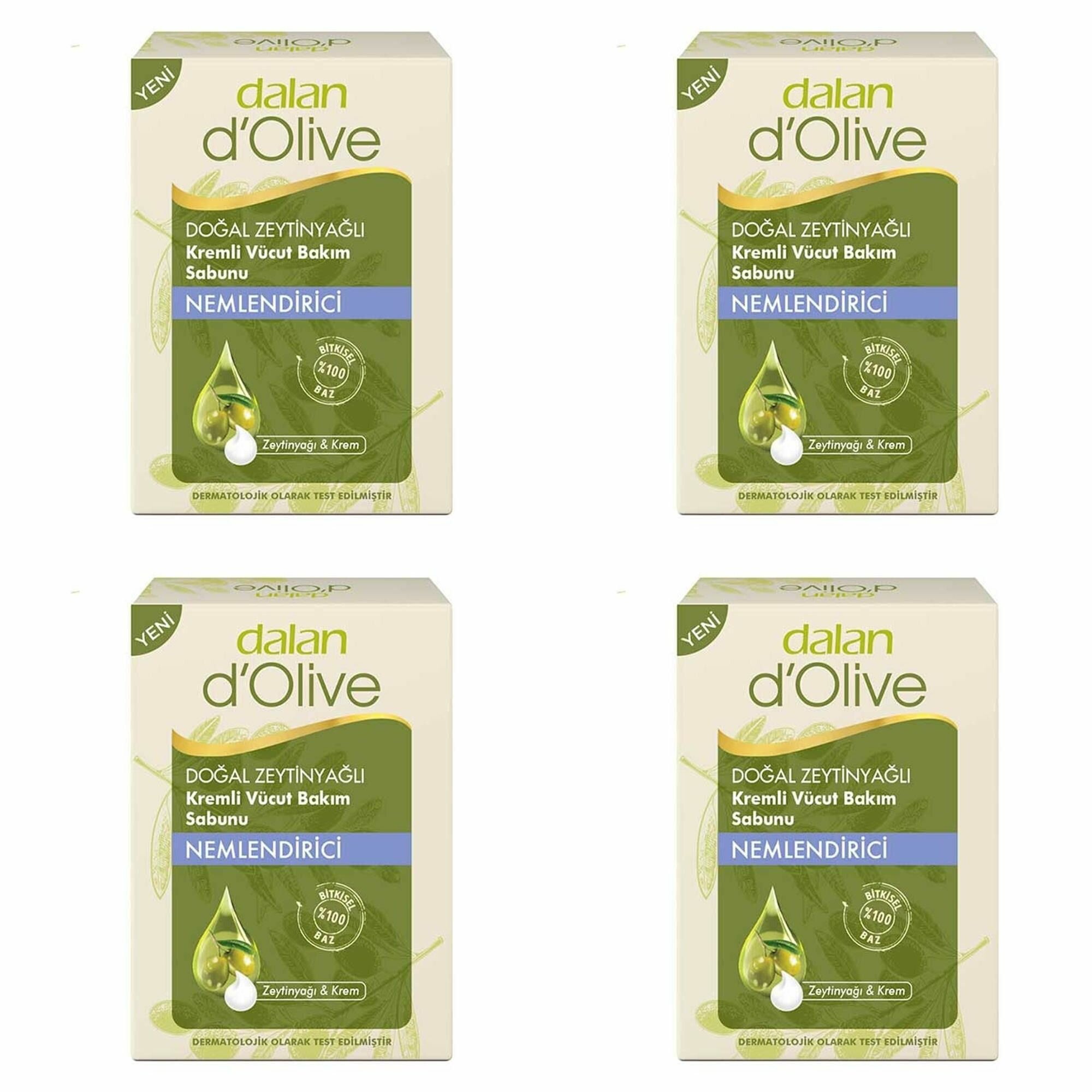 фото Dalan Мыло твердое оливковое d'Olive с маслом оливы и увлажняющим кремом, 100 г, 4 шт