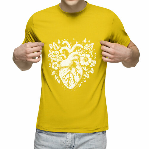 Футболка Us Basic, размер L, желтый мужская футболка цветы в сердце 2xl синий