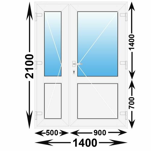 Готовая пластиковая входная дверь MELKE 1400x2100 (ширина Х высота) (1400Х2100) пластиковая балконная дверь melke 800x2200 левая