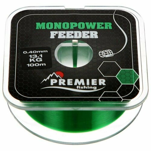 фото Леска preмier fishing monopower feeder, диаметр 0.4 мм, тест 13.1 кг, 100 м, зелёная (комплект из 9 шт) premier fishing