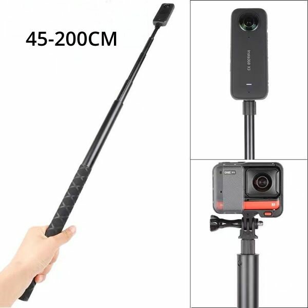 Металлическая невидимая селфи палка 45-200 см для Insta360 One X, X2, X3, ONE R, ONE RS, Gopro max