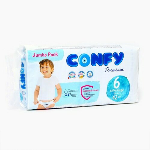 Подгузники CONFY Premium 15+ кг (размер 6) JUMBO 42X4