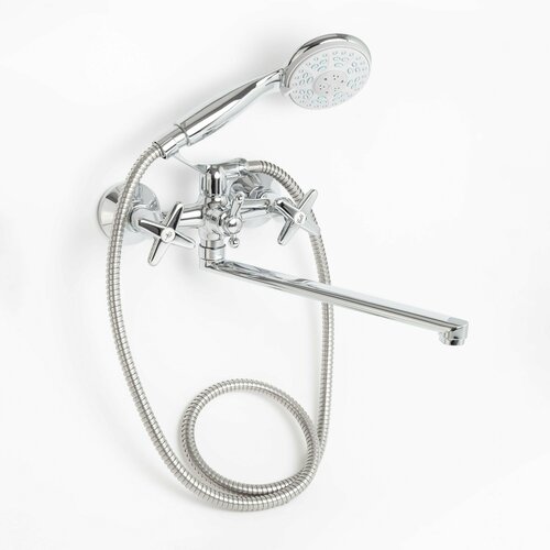 GRANGE / Смеситель для ванны с душем длинным изливом серебристый / Код 1118