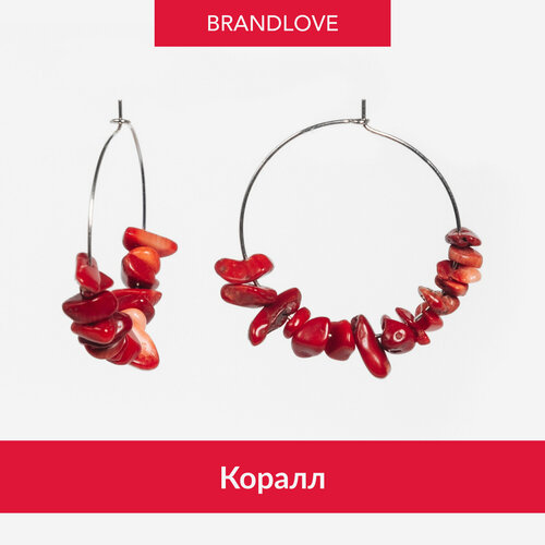 Серьги конго BL Jewelry Crumble, гранат, коралл, амазонит, лабрадорит, нефрит, янтарь, яшма, цитрин, тигровый глаз, горный хрусталь, кварц, лазурит, говлит, авантюрин, перламутр, красный