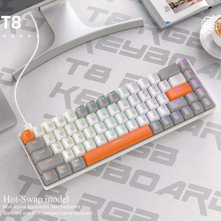 Клавиатура механическая русская Wolf T8 Hot-Swap игровая с RGB подсветкой проводная для компьютера ноутбука, Gaming/game keyboard usb светящаяся