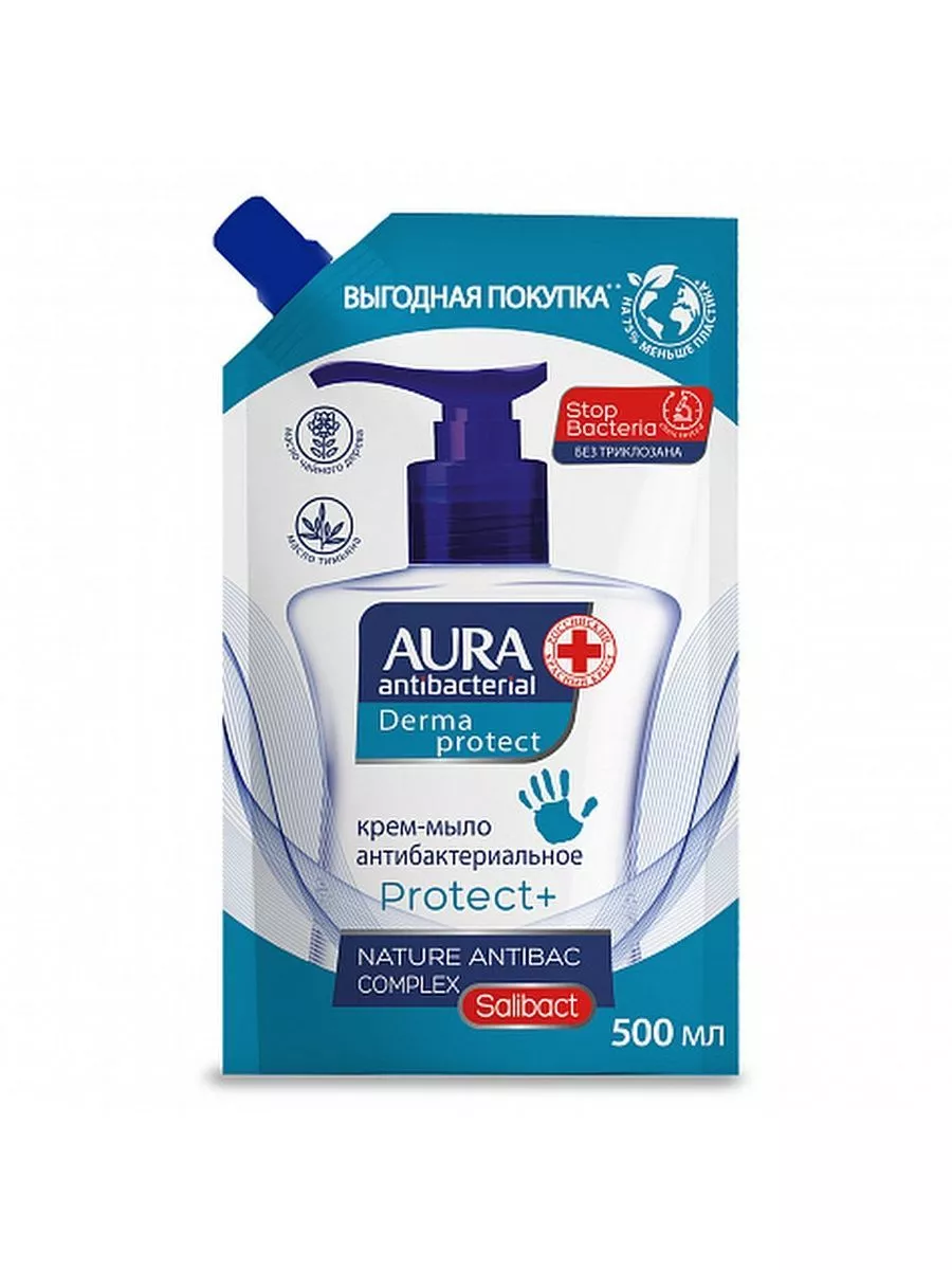 Крем-мыло Aura Derma Protect антибактериальное, 500 мл