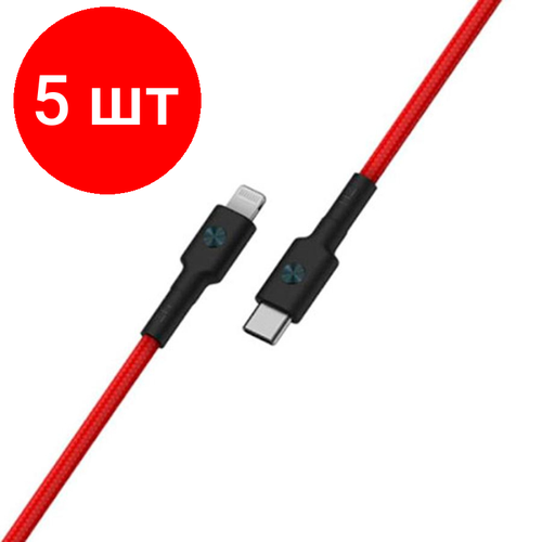 Комплект 5 штук, Кабель Type-C - Lightning, 1 м, Xiaomi ZMI, красный, AL873K Red кабель xiaomi usb type c lightning 3a 1 метр белый bhr4421gl