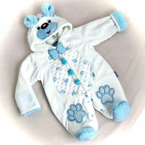 фото Комбинезон , размер 68, белый, голубой без бренда