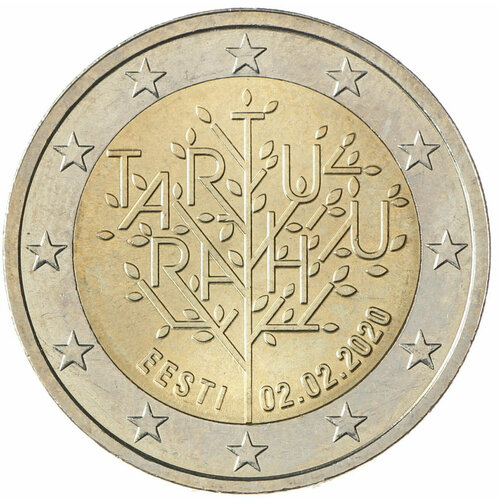 Эстония 2 евро 2020 Тартуский договор 010 монета эстония 2020 год 2 евро тартуский договор биметалл unc