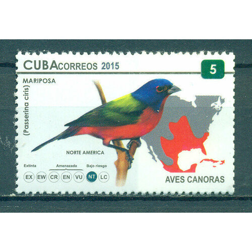 Почтовые марки Куба 2015г. Птицы - Расписной овсянковый кардинал Птицы MNH