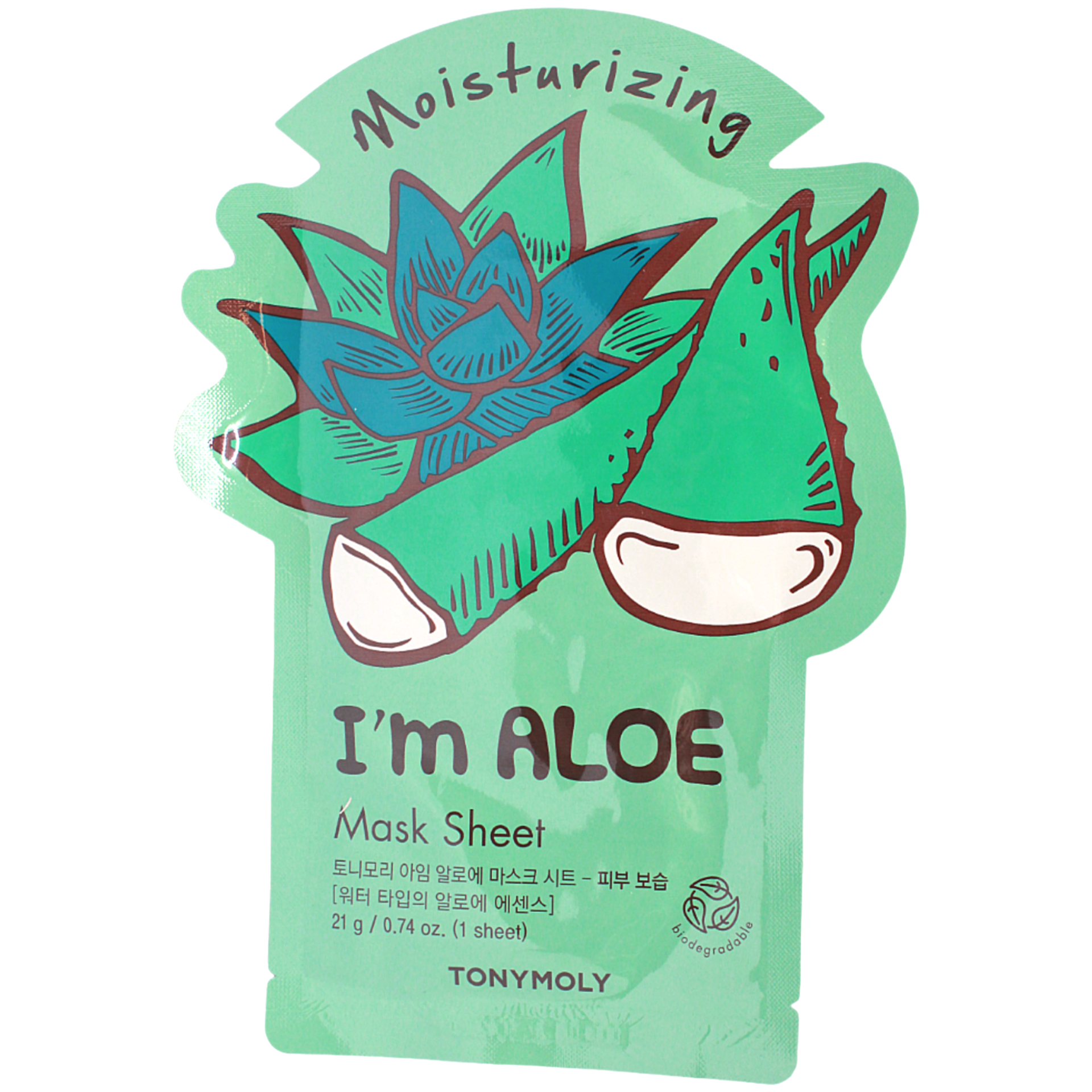 TONYMOLY Тканевая маска для лица с экстрактом алоэ вера увлажняющая I'm ALOE Mask Sheet Moisturizing, 21г - фото №12