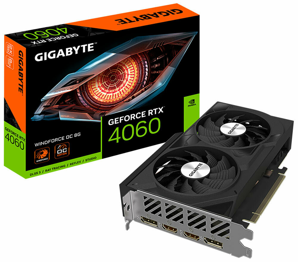 Видеокарта Gigabyte GeForce RTX 4060 WINDFORCE OC 8GB (GV-N4060WF2OC-8GD)