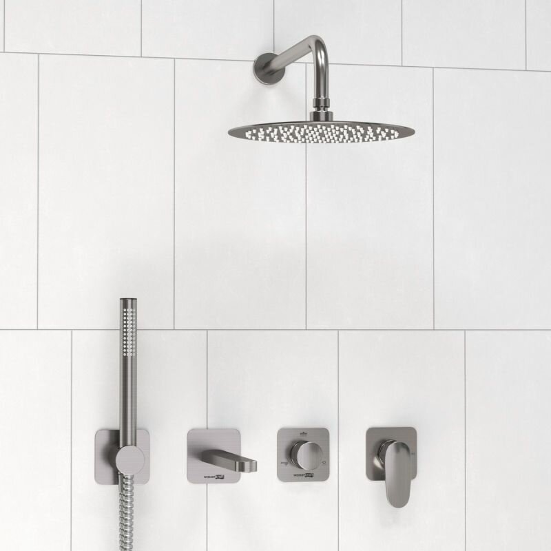 Душевая система скрытого монтажа с тропическим душем WasserKRAFT Никель