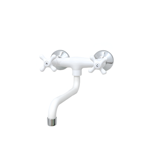 Смеситель для кухни настенный из термопластика PLAMIX AMAX-361 White белый