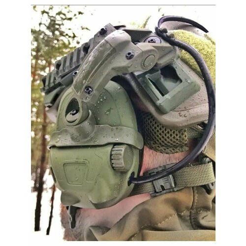 Наушники активные тактические 6TH Gen Tactical headsetгарнитураповоротные крепления на шлем олива 32617₽