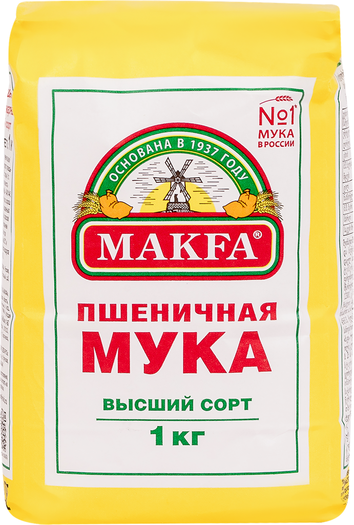 Мука пшеничная MAKFA хлебопекарная высший сорт, 1кг