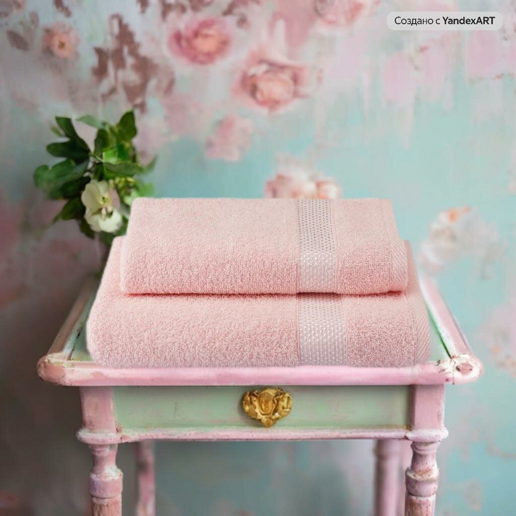 Полотенце махровое банное 50*85 розовое 1 шт.