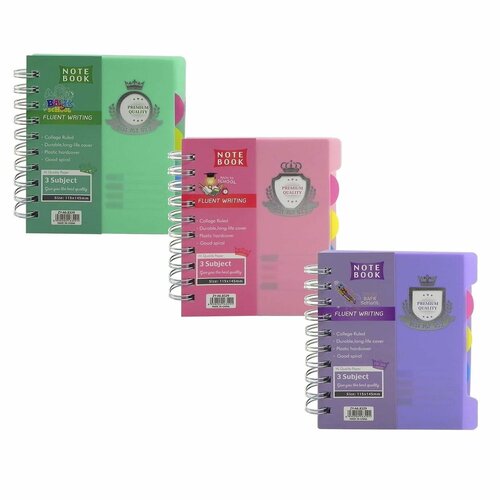 Записная книжка А6 Alingar гребень пластиковая обложка с разделителями ассорти клетка 120 л Пастельные тона Премиум AL10559 357₽