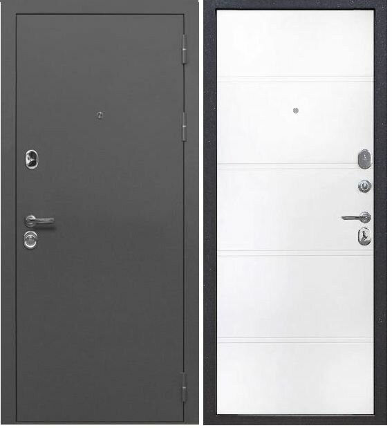 фото Входная дверь 9 см серебро эмалит белый (860мм) левая