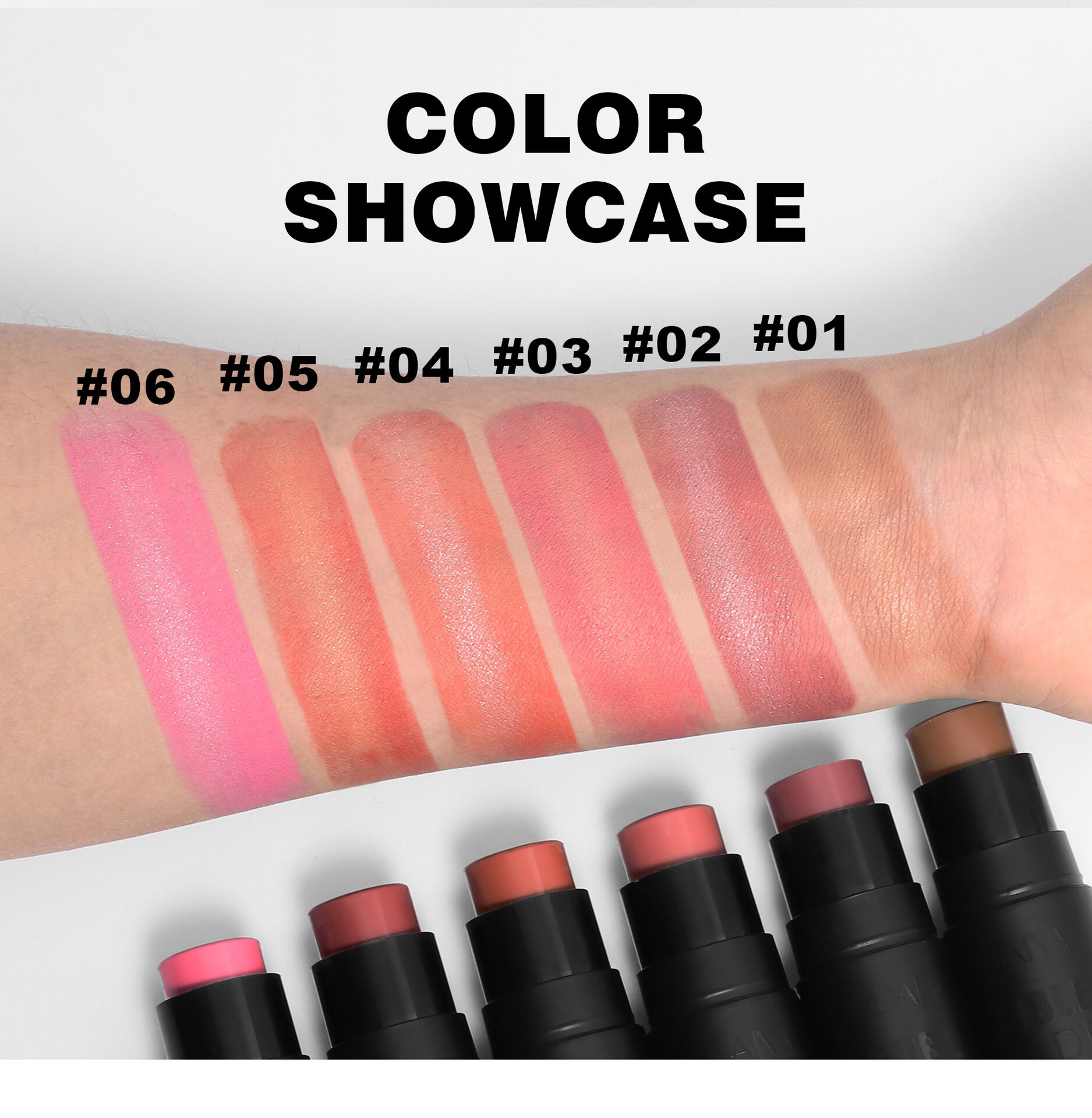 Румяна HANDAIYAN, кремовая текстура, сатиновый финиш, светоотражающие, стик — фото 1