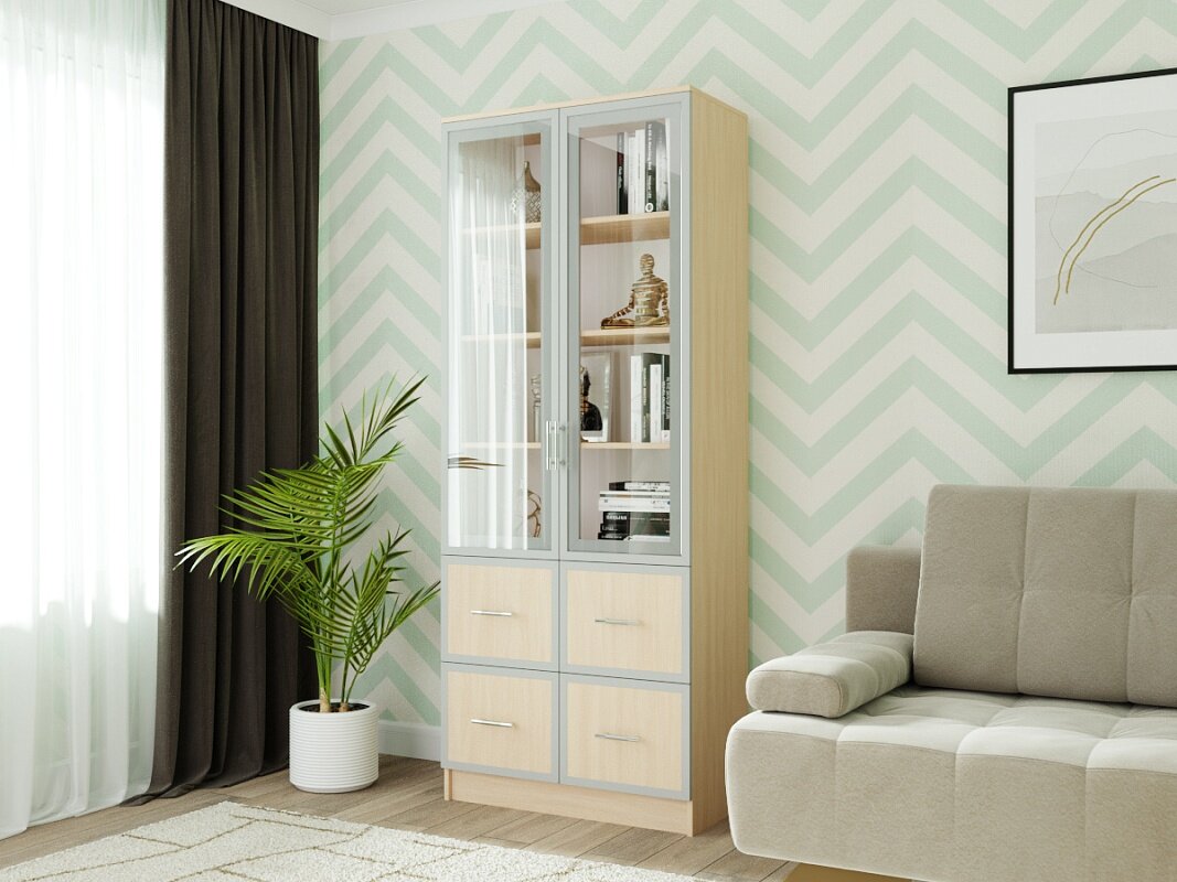 Книжный шкаф МебельЛэнд24 Альма - 10 Дуб Молочный 60x40x210 бежевый
