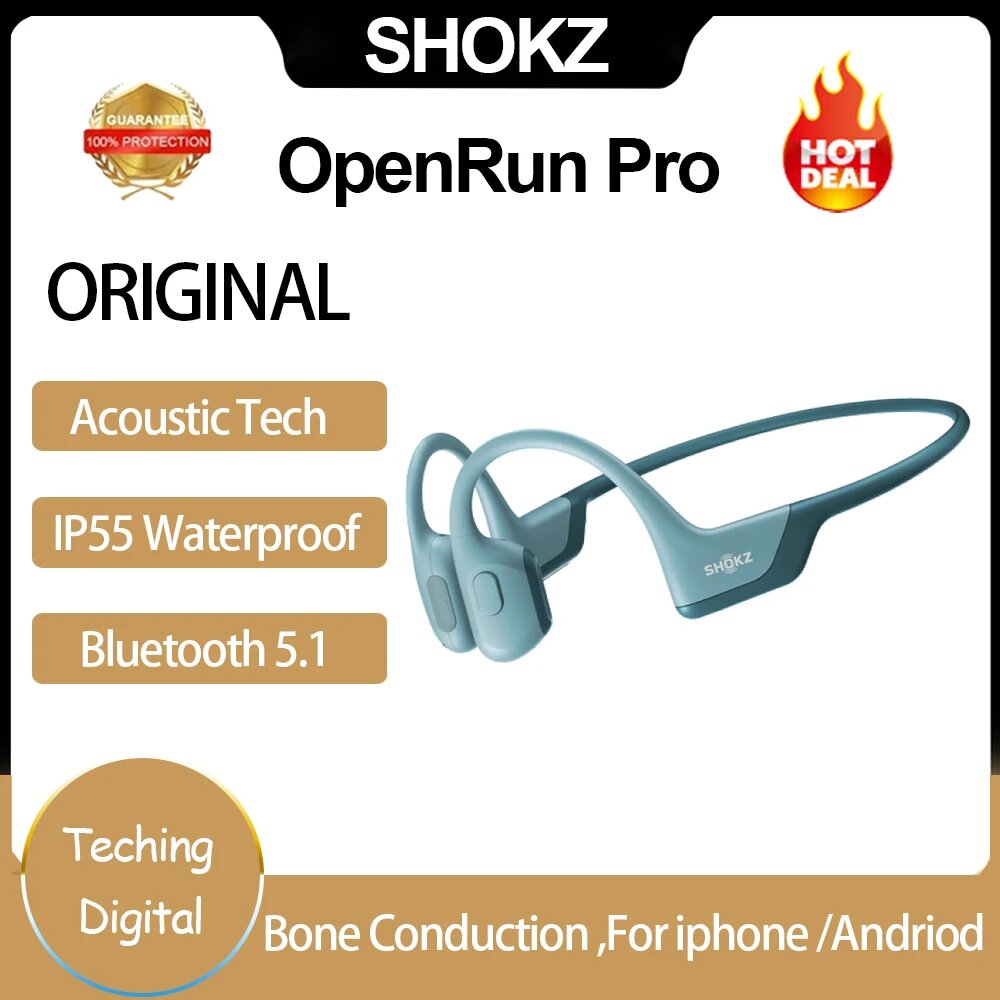 SHOKZ. Беспроводные наушники с костной проводимостью звука OpenRun Pro, цвет синий