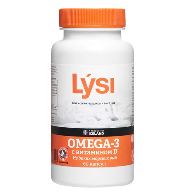 Lysi Омега-3 с витамином Д капсулы 500мг №60