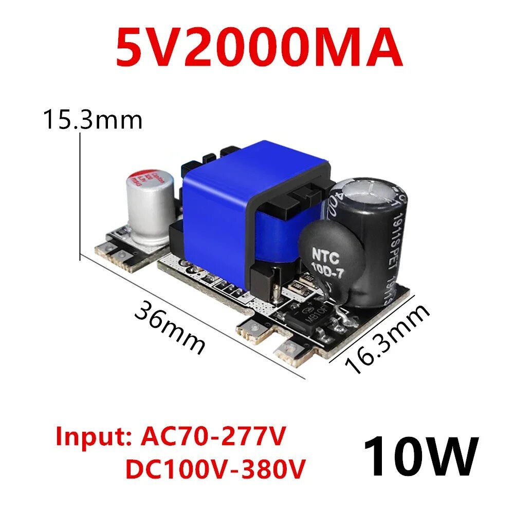 GOOGZON AC-DC понижающий преобразователь 10 Вт 220В/5В, 5V 2000MA