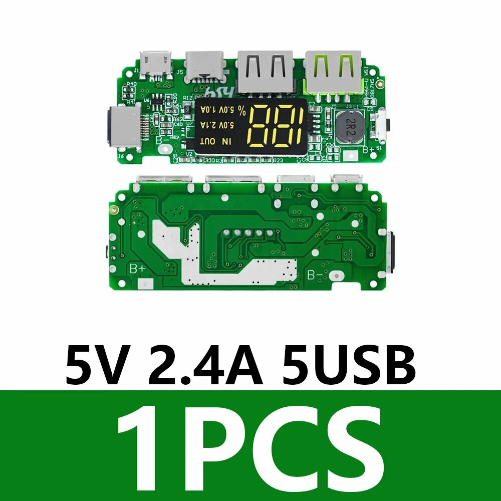 Светодиодный двойной USB 5 В 18650 а Micro/Type-C USB портативное зарядное устройство зарядный Модуль литиевая батарея зарядное устройство плата защита цепи, 1PCS 5V 2.4A