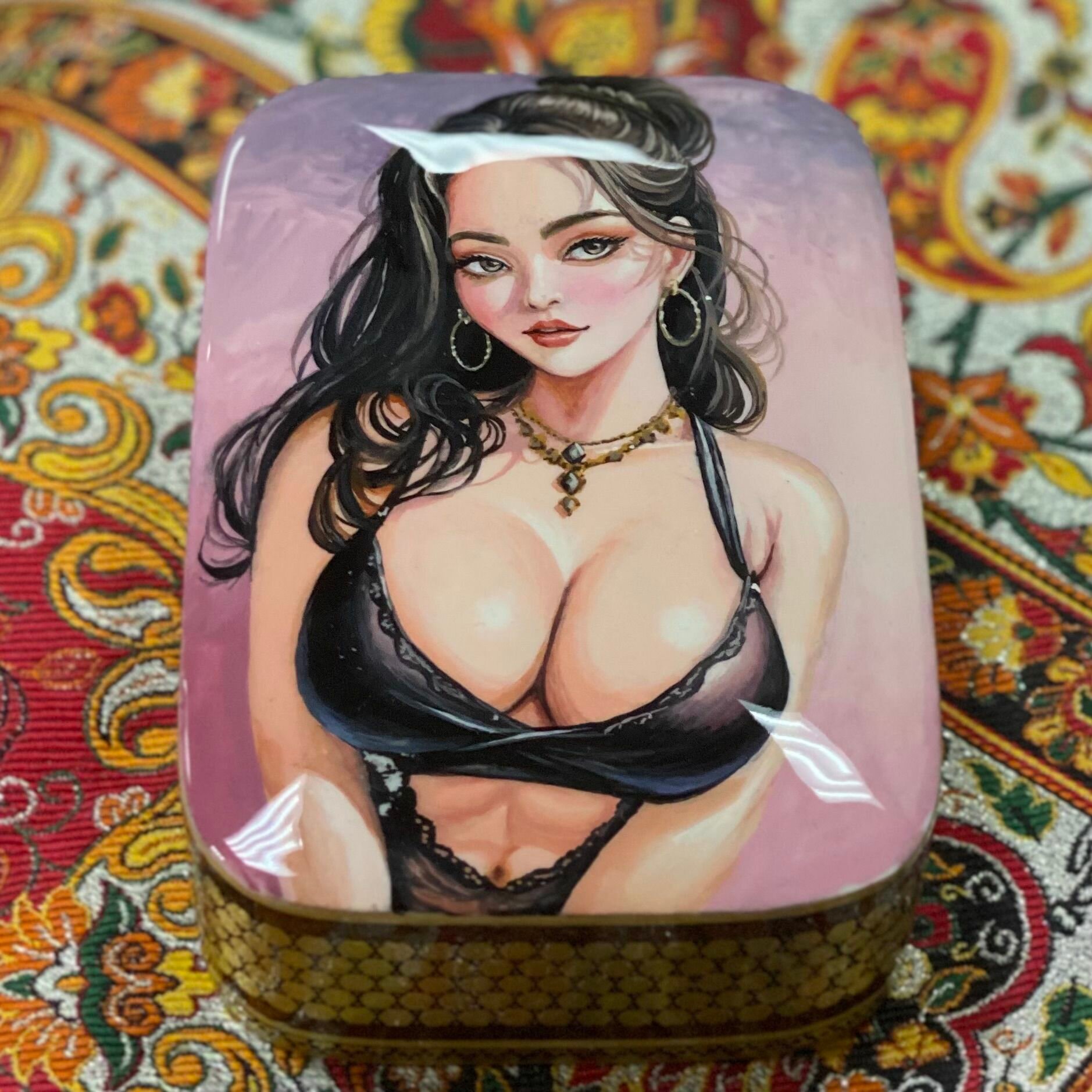 Чехол-футляр Персидский базар, для карт, дерево, ручная работа