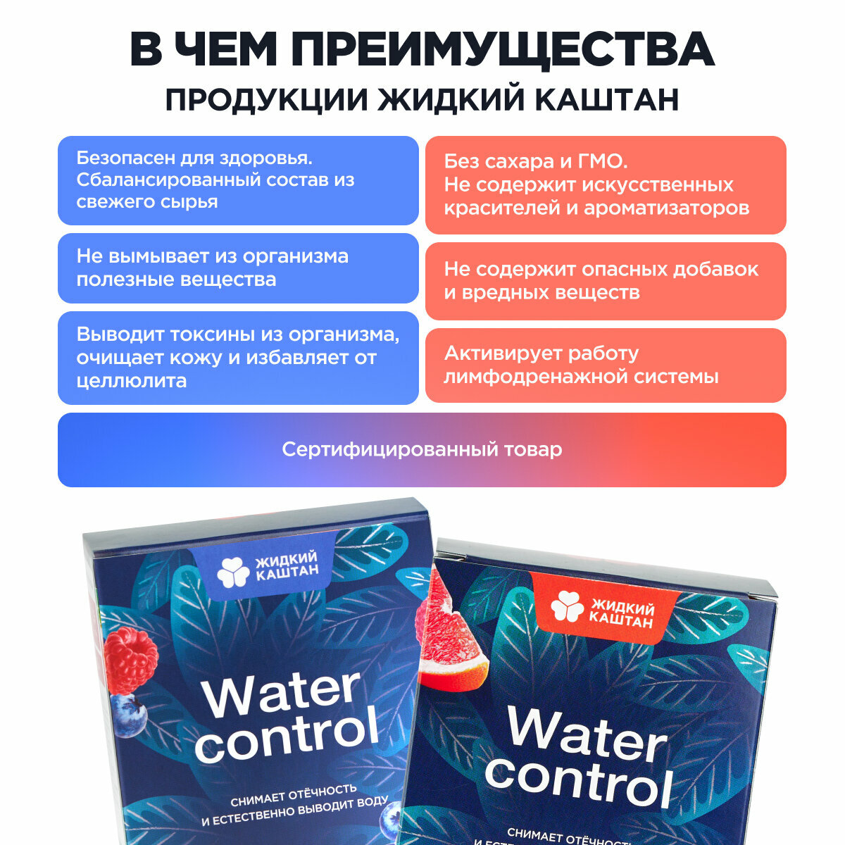 "Жидкий Каштан" - детокс-напиток для похудения со вкусом Грейпфрут и Лесные ягоды, дренажный напиток — фото 1