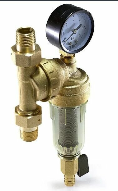 Фильтр самопромывной TIM JH-1001W3 - 1/2" с прозрачной колбой вращающийся