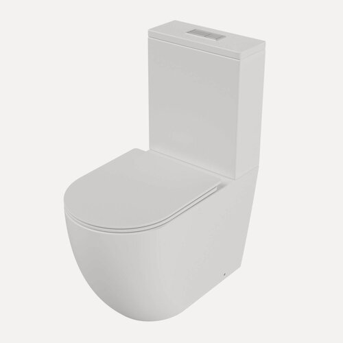 Изображение товара Унитаз Grossman GR-4494MSQ (640х360х835) безободковый, белый матовый с тонкой крышкой, микролифт, смыв торнадо,2 места