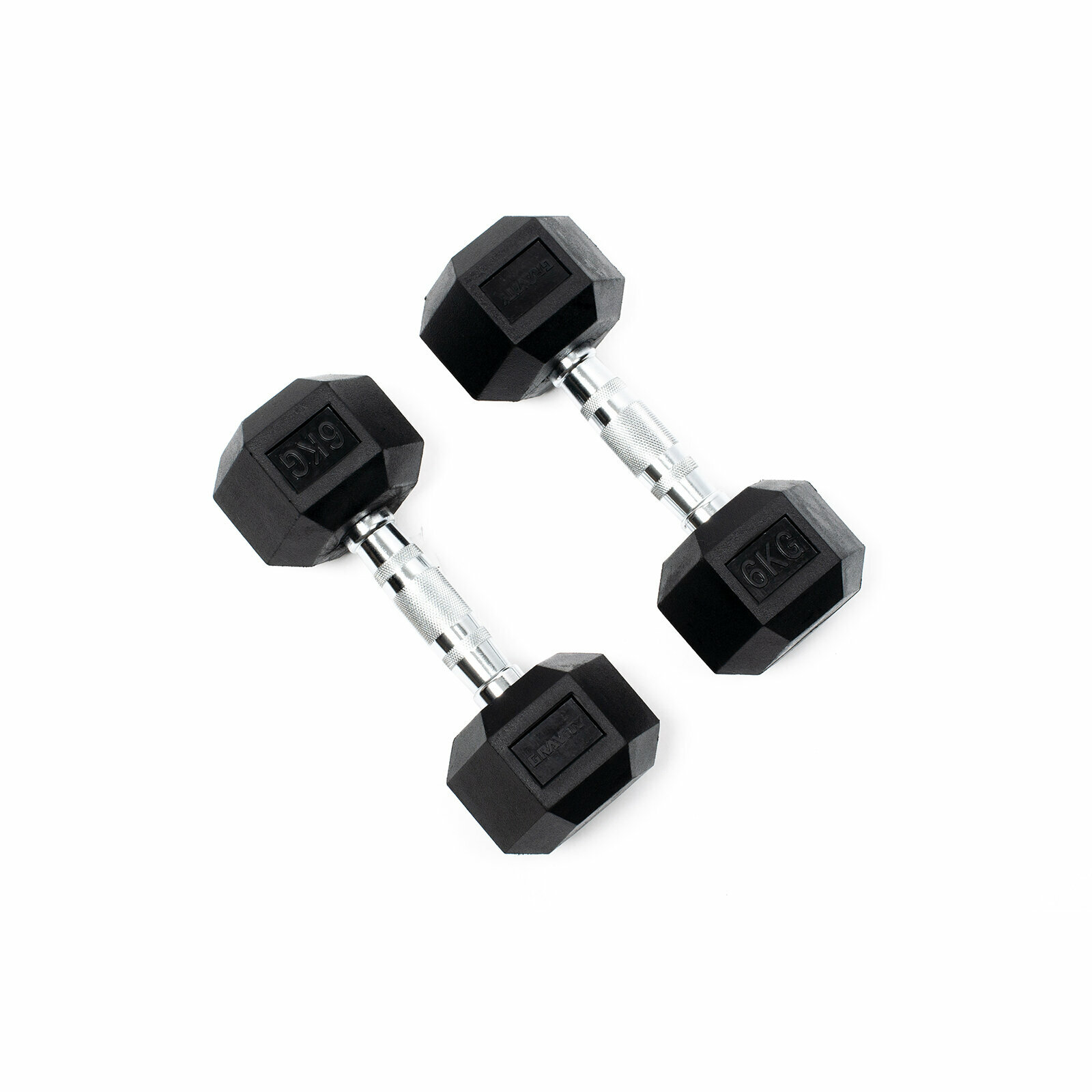 Пара гексагональных гантелей Gravity, вес одной гантели 6 кг, общий вес 12 кг, цвет черный — фото 1