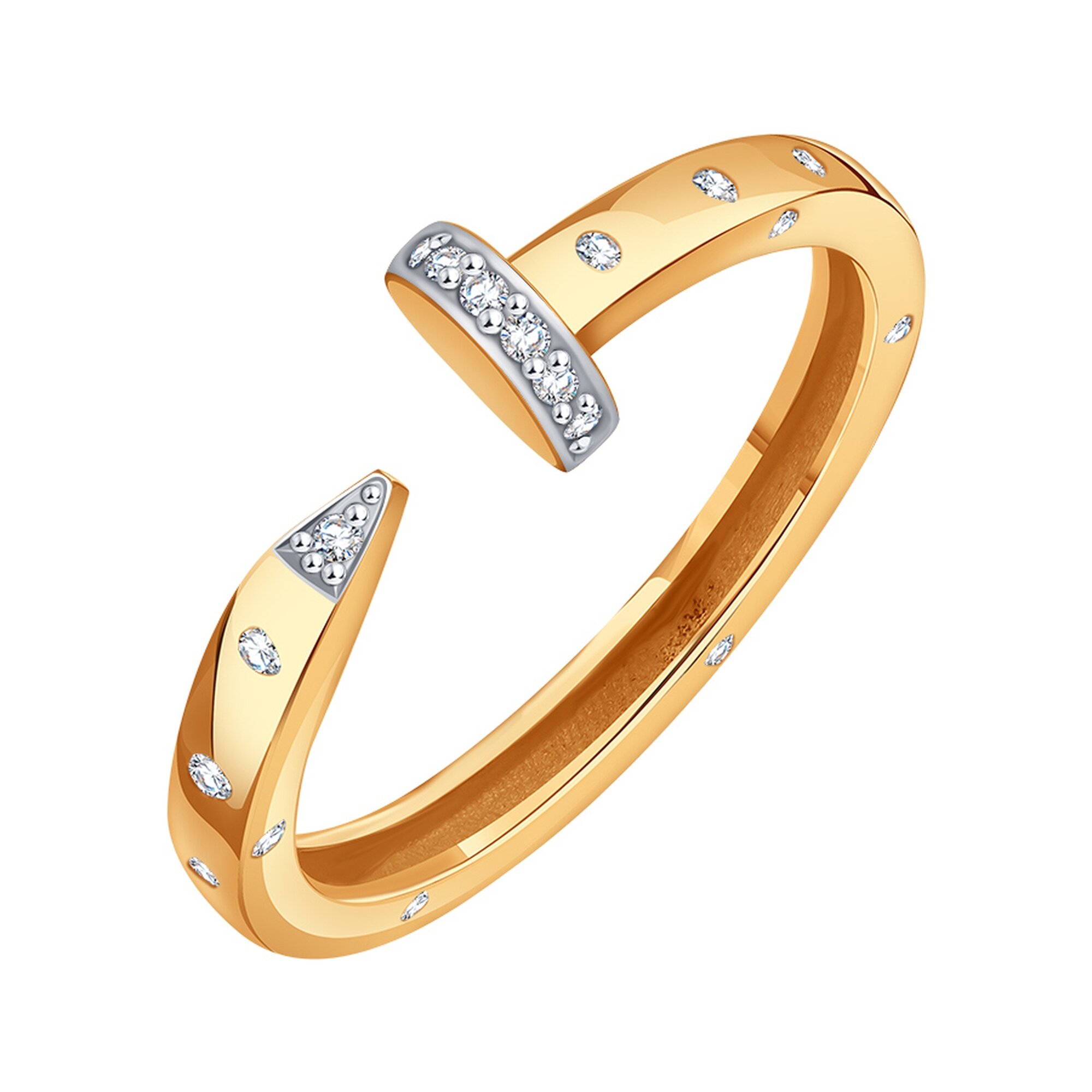 Кольцо Diamant online, красное золото, 585 проба, фианит