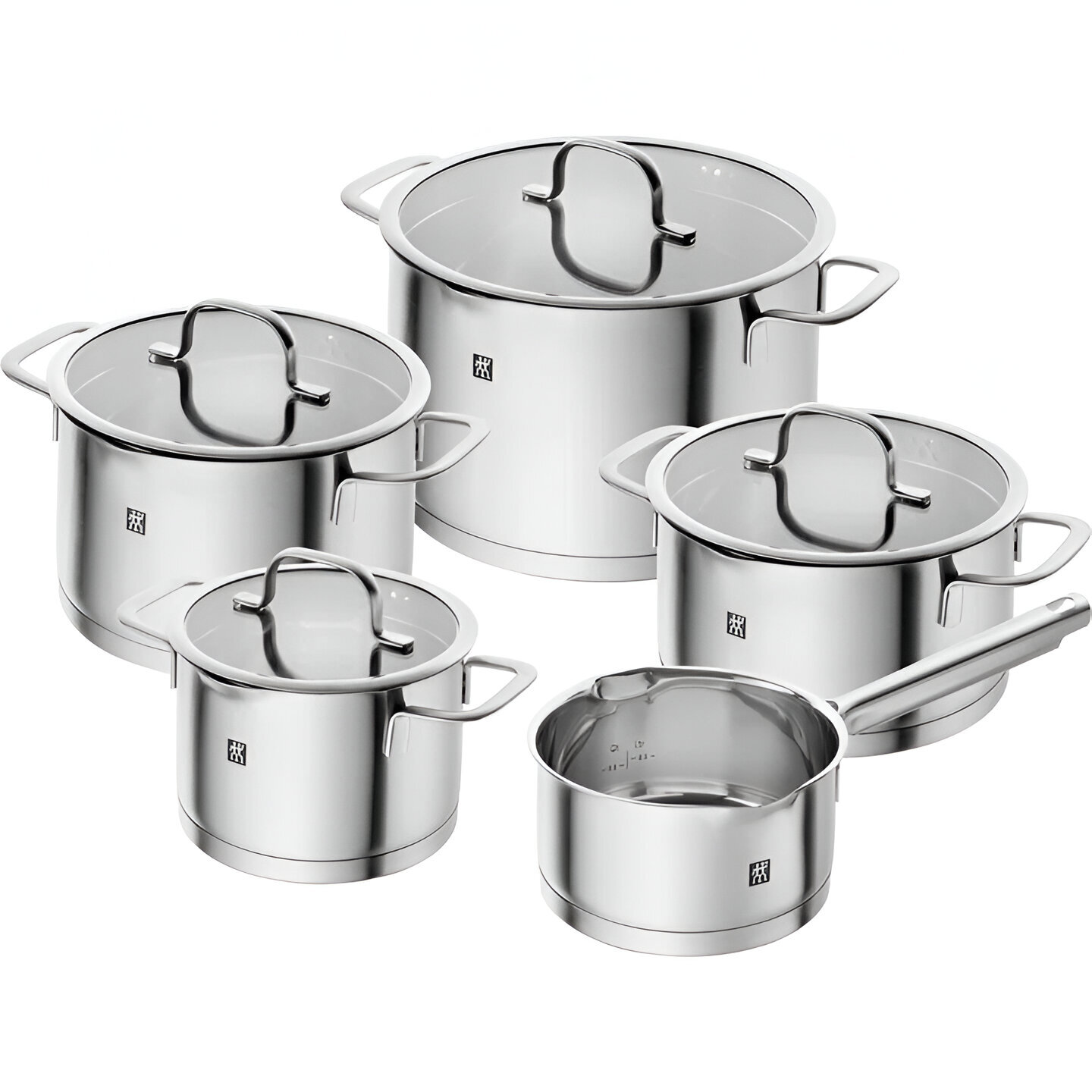 Набор кастрюль ZWILLING True Flow 66920-005-0, 5 кастрюль, серебристый, нержавеющая сталь