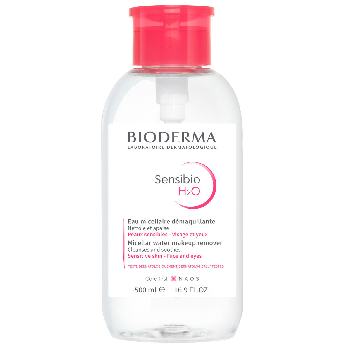 Мицеллярный раствор Bioderma "Sensibio", для чувствительной кожи, флакон-помпа, 500 мл