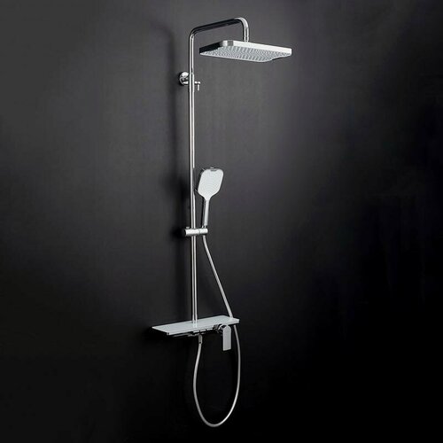 Изображение товара Душевая система Gappo G2496-10, латунь, высота стойки 156см, хром, полка стекло белое