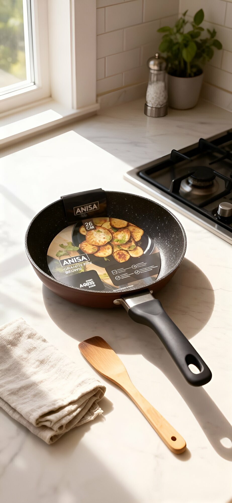 Сковорода, сковородка Anisa, антипригарная, гранитная, 26 см, Черная A-0035