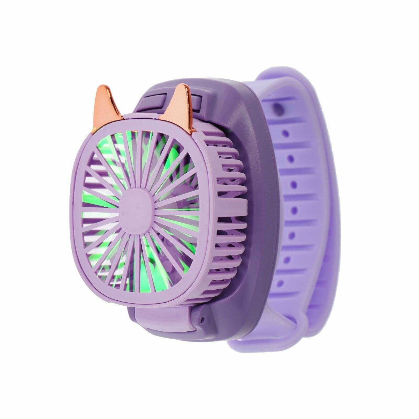 Мини вентилятор в форме наручных часов LOF-09, 3 скорости, подсветка, фиолетовый - фотография № 15