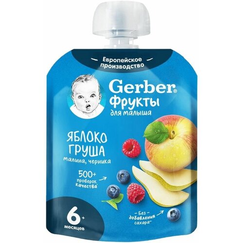 Пюре фруктовое Gerber яблоко-груша-малина-черника с 6 месяцев, 90г